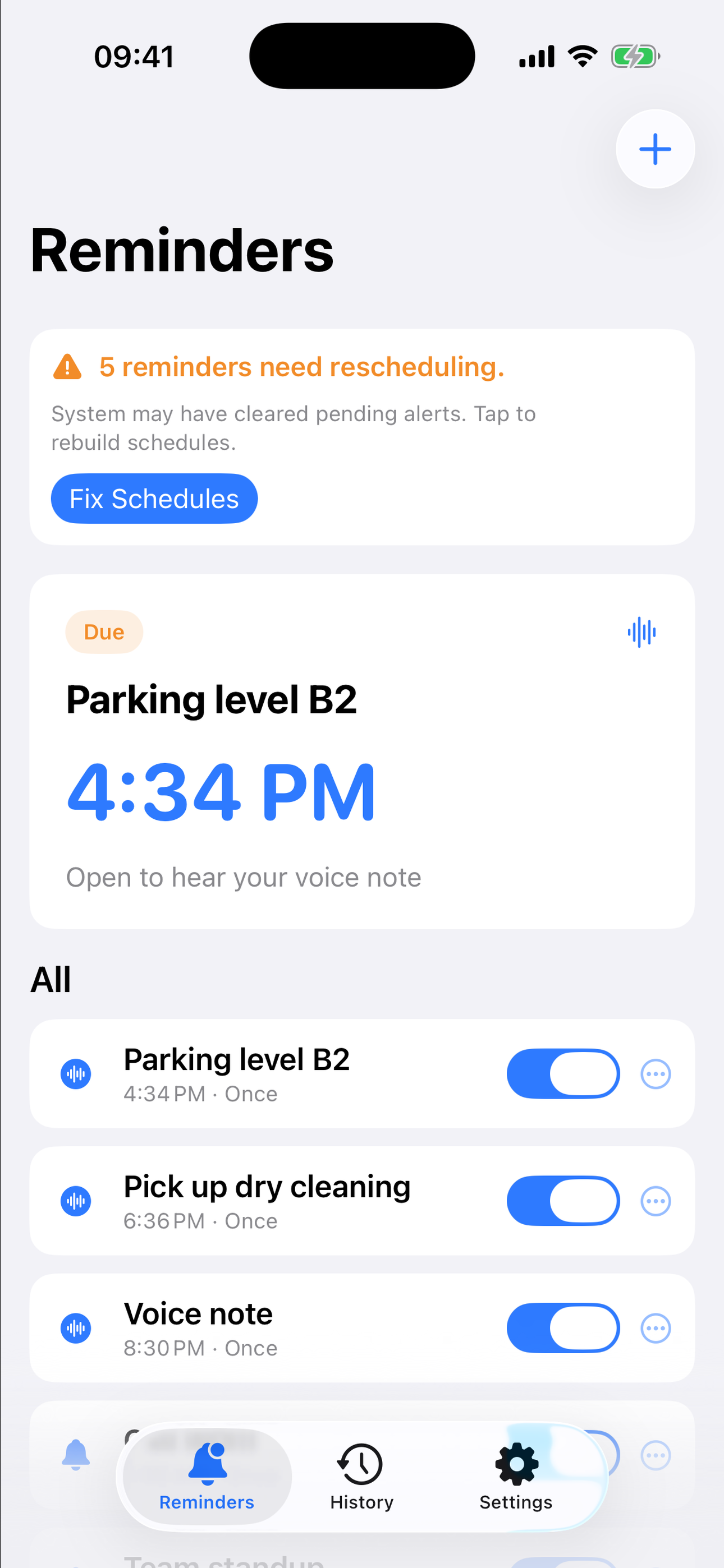 Lightning Voice home with a due reminder