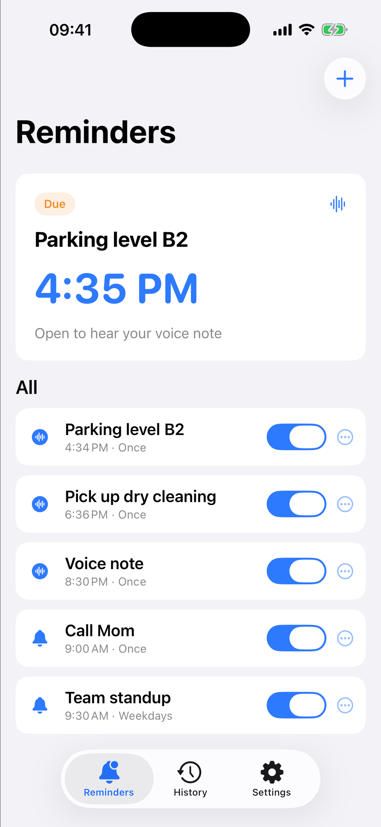 Lightning Voice reminder list