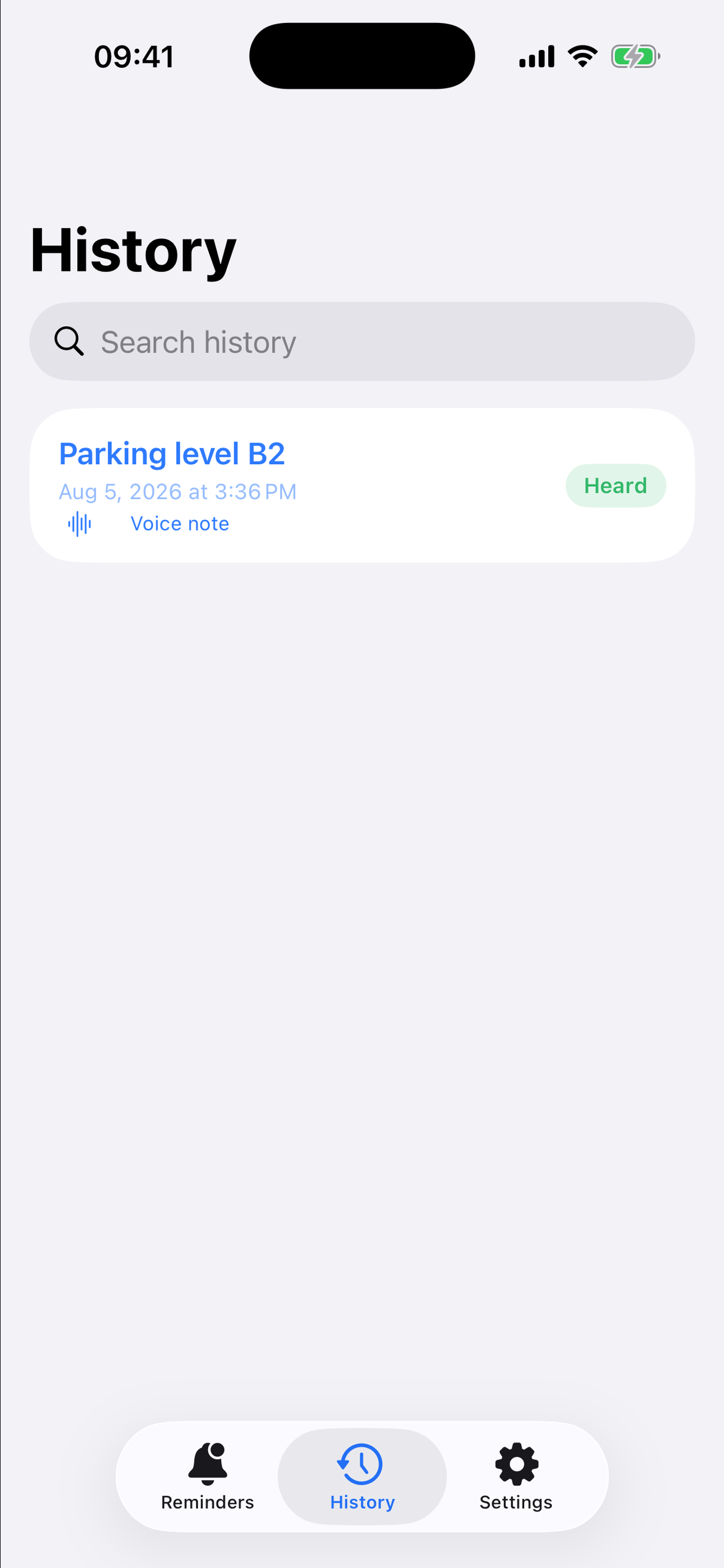Lightning Voice history of heard reminders
